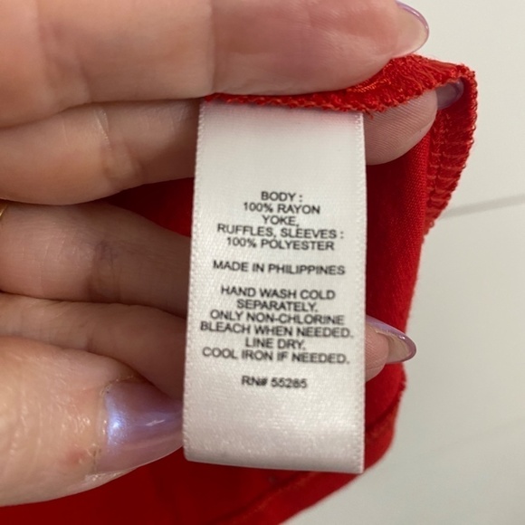 Express Ruffle Sleeve Red Top, Womens Size Small Petite - Picture 8 of 9